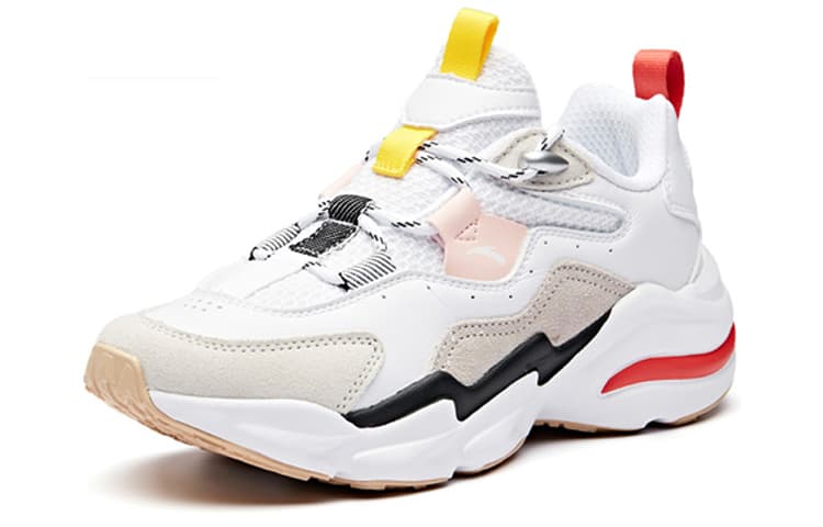 ANTA Chunky Sneakers Women's Low Top ANTA White/National Flag Yellow/Baby Pink 6