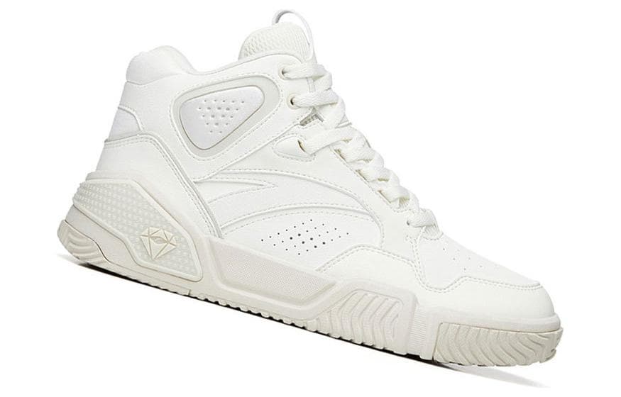 Anta Flame Slip-Resistant Cushioning Wear-Resistant High-Top Skateboard Shoes Women's White Gray 4