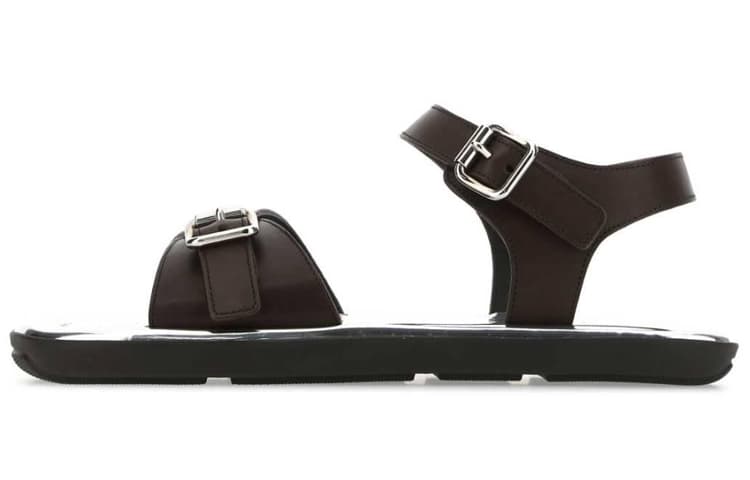 PRADA One Strap Sandals Men's Dark Brown 2