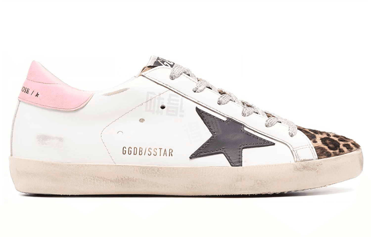 Golden Goose Super-Star White Pink Leopard Dark Grey Patch Women's 4