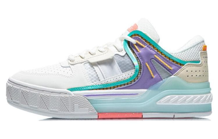 LINING Dawn Light Skateboard Shoes Women's Low-Top Snow White/Light Lotus Purple 2