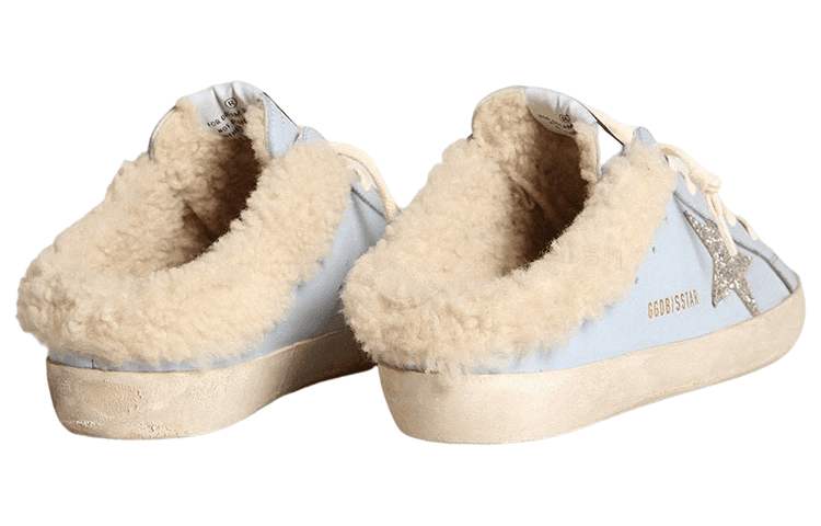 Golden Goose Super-Star Sabot Leather Casual Comfort Closed-Toe Slides Women's Blue 6