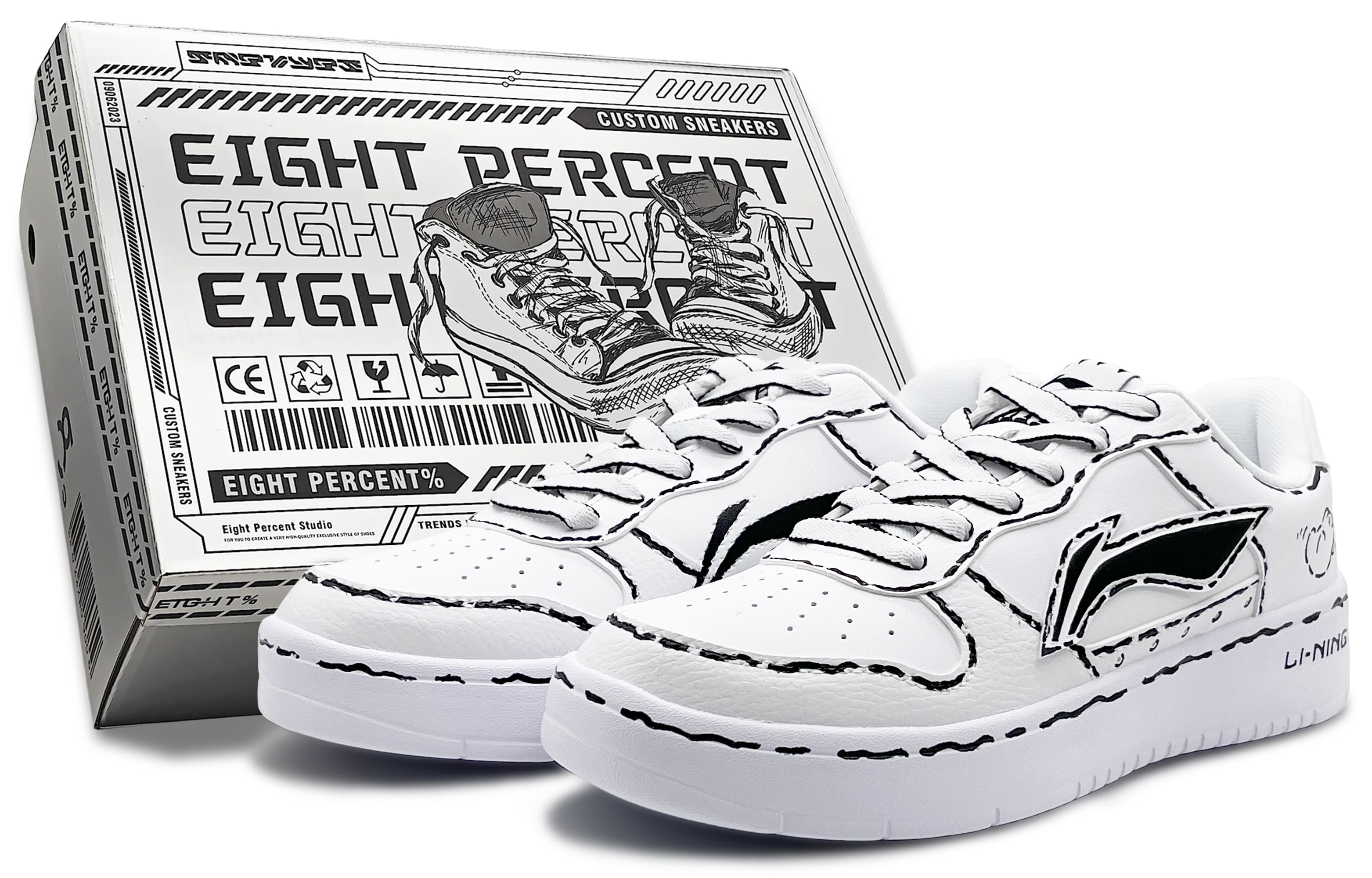 LiNing Sports Life Collection Abrasion-Resistant Slip-Resistant Low-Top Skateboard Shoes Women's Black White 2