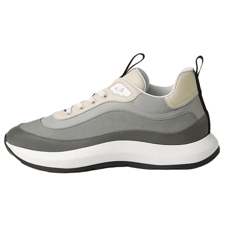 HERMES Kuma Kuma Calfskin Round Toe Lace-Up Low-Top Casual Shoes Men's Gray