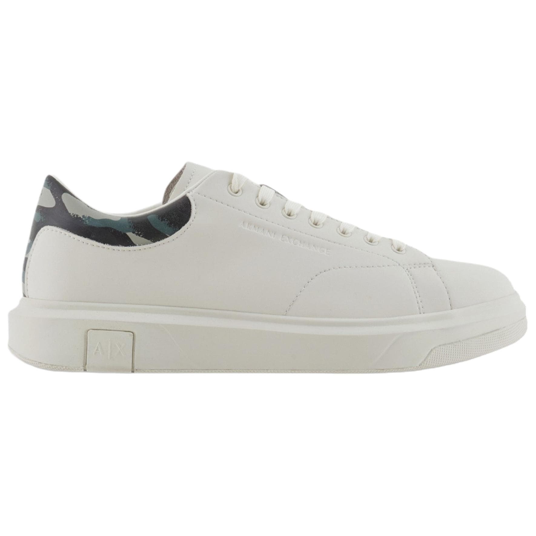 ARMANI EXCHANGE AE Calfskin Leather Round Toe Lace-Up Low-Top Sneakers Men's White 4