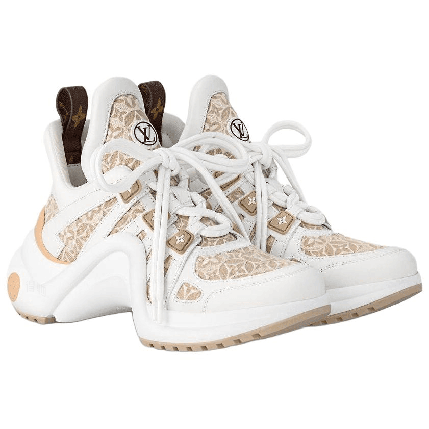LOUIS VUITTON Archlight Jacquard Round Toe Lace-Up Low-Top Dad Shoes Women's Beige 5