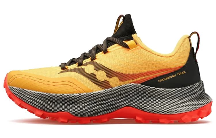 Saucony Endorphin Trail Running Shoes Men Low-Top Orange Black/Gray
