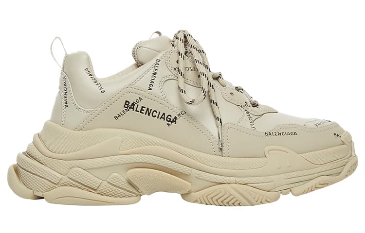 Balenciaga All Over Logo Triple S Beige Women's 4