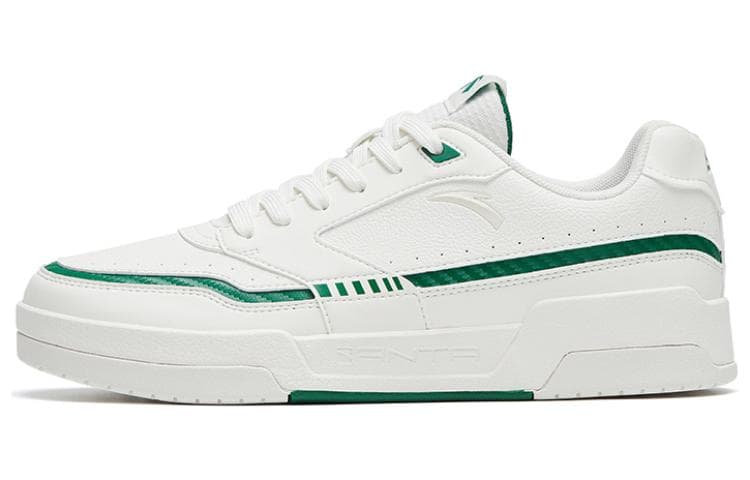 Anta Slip-Resistant Cushioning Abrasion-Resistant Low-Top Skateboard Shoes Men's Ivory White Turquoise