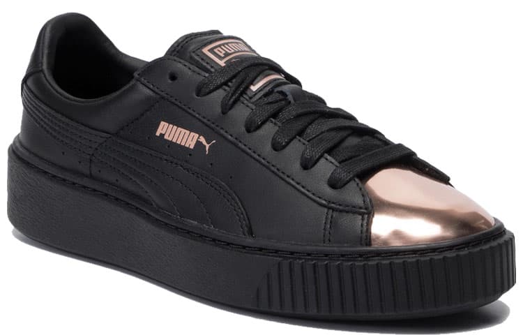 PUMA Basket Platform Metallic PUMA Black Rose Gold Women's 4