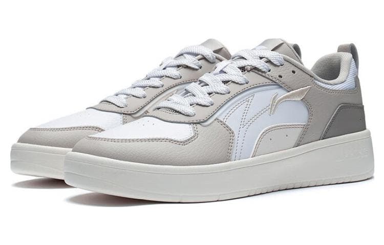 LiNing Spike Years Anti Slip Wear Resistant Breathable Height Increasing Low Top Skateboard Shoes Men's Gray White 6