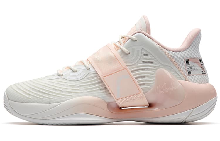 ANTA Water Flower 4 Basketball Shoes Men Low-Top Ivory White/Fluorescent High Light Pink 2