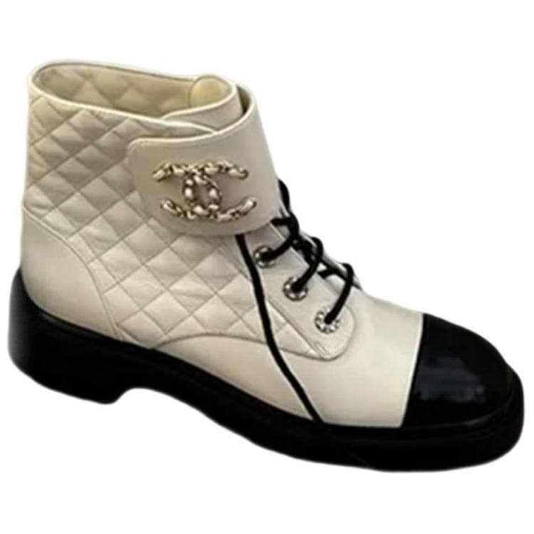 CHANEL Martin Boots Women's Beige 4