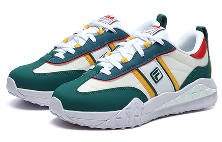 FILA Brick Cushioned Slip-Resistant Abrasion-Resistant Low-Top Casual Shoes Women's White Green 6