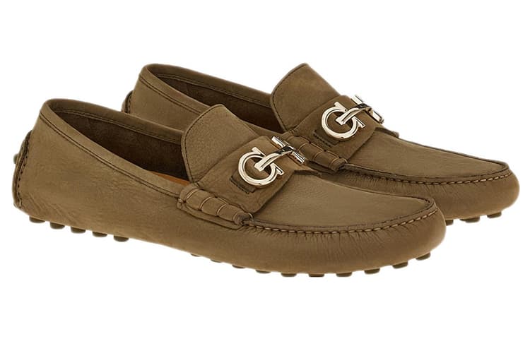 FERRAGAMO Gancini-plaque Suede Loafers 4