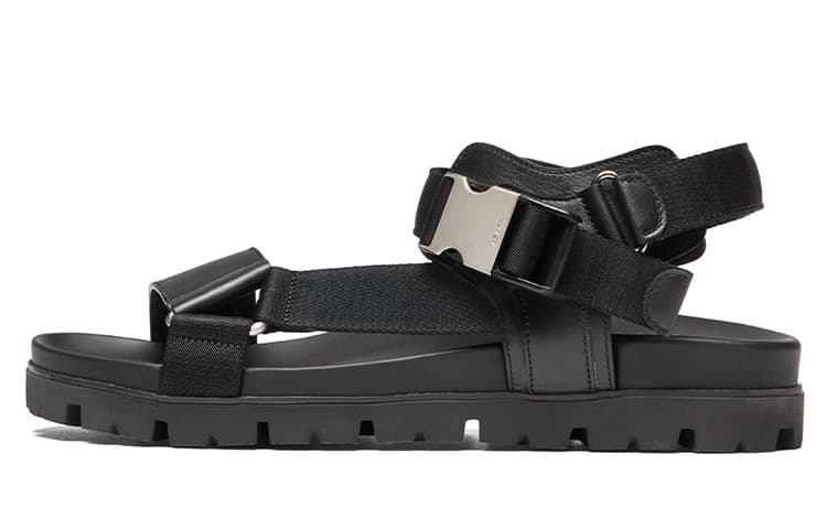PRADA Crisscross Straps Buckle-Fastening Sandal Black