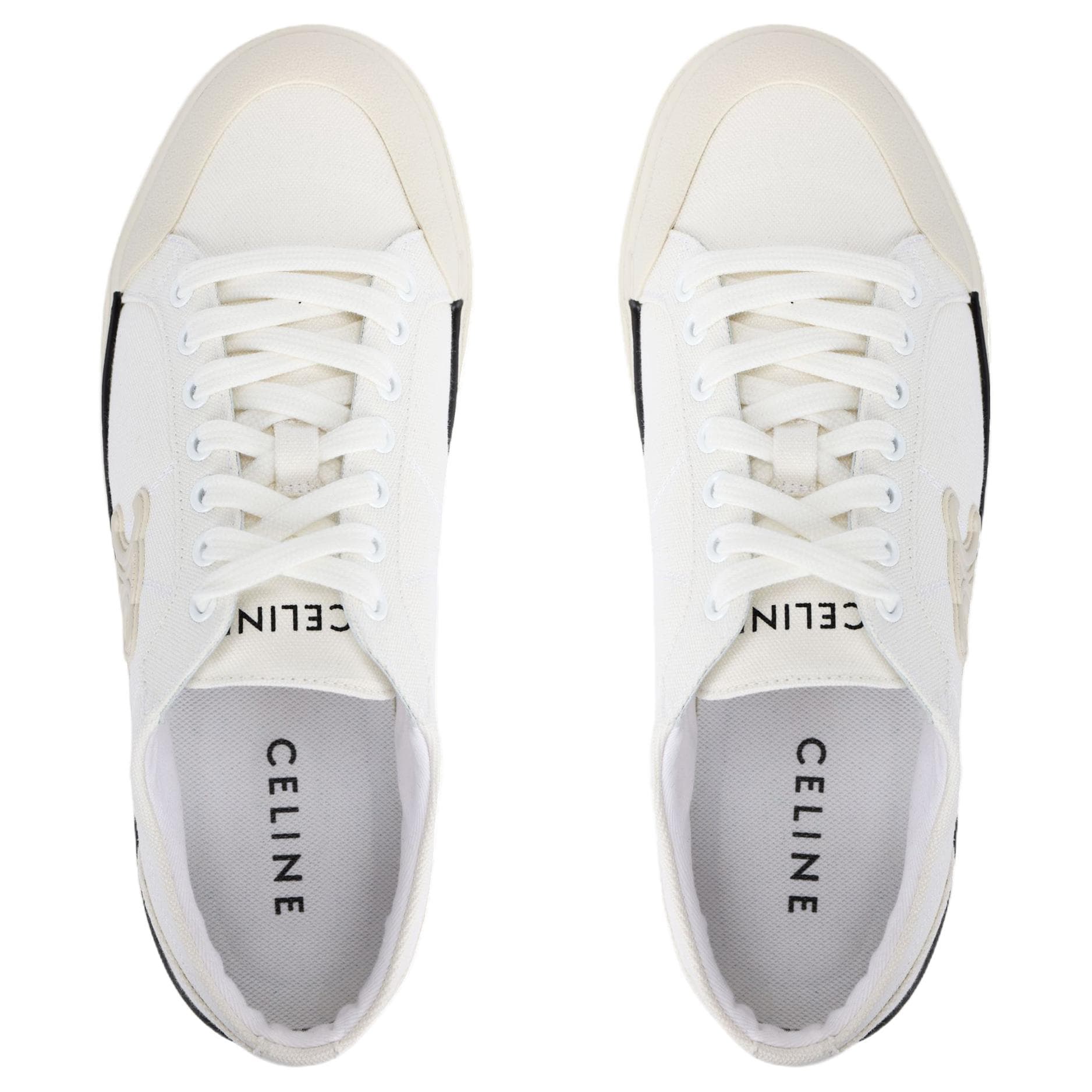 CELINE Triomphe Round Toe Lace-Up Low-Top Canvas Shoes Women's White 6