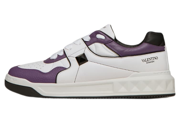 Valentino One Stud Low-Top White Purple Black 2