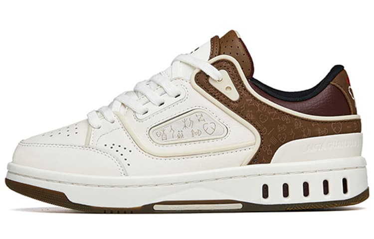 ANTA Skateboard Shoes Women's Low-Top White Brown