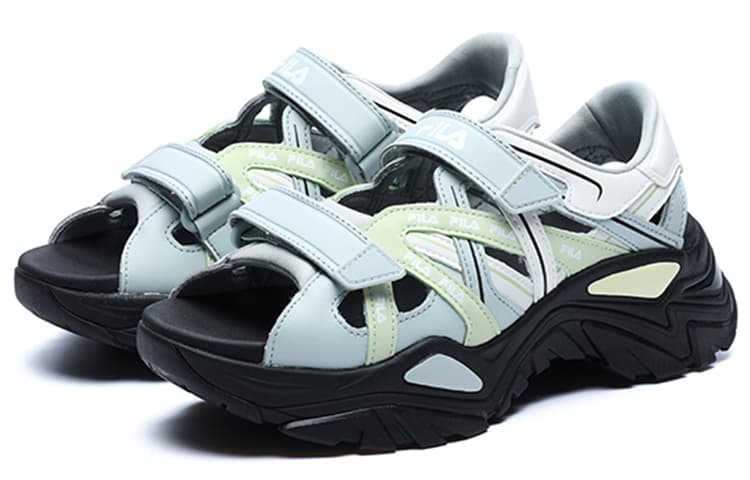 FILA Fishbone Beach Sandals Women's White/Green 4