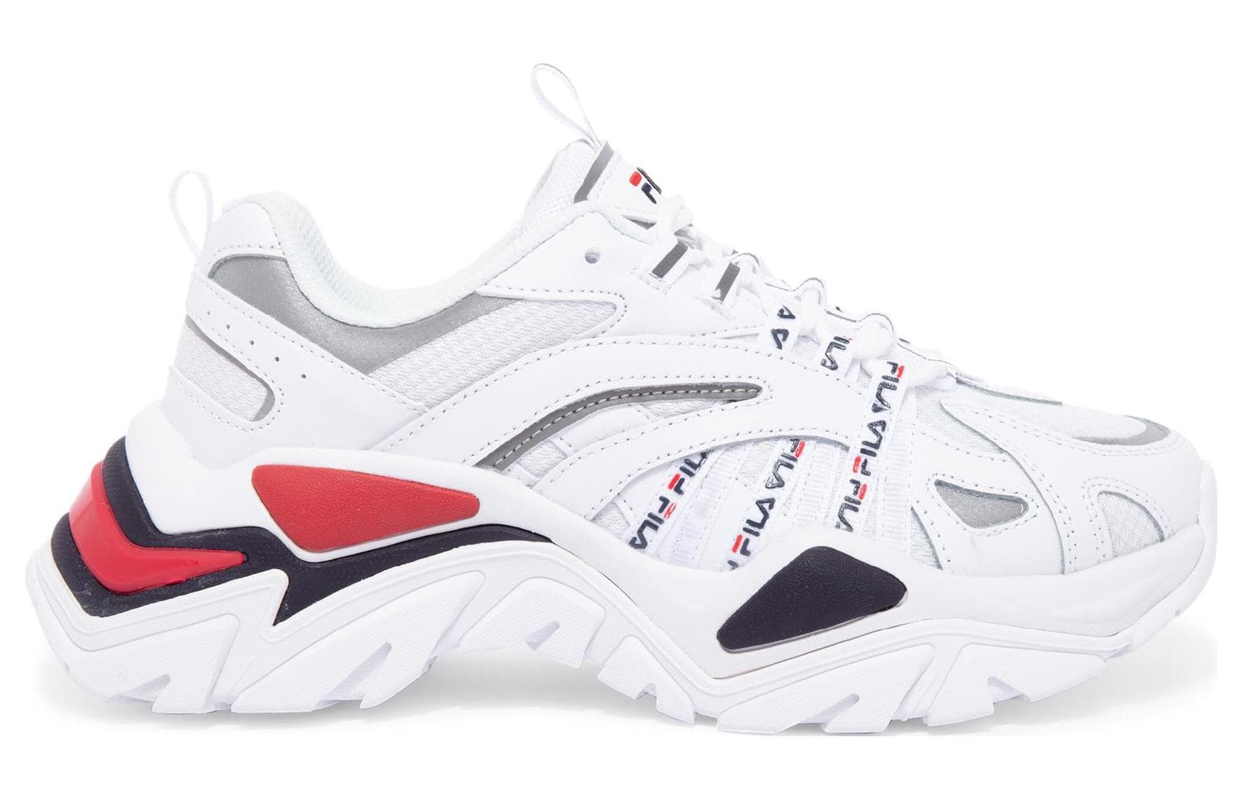 FILA Electrove Chunky Sneakers Women's Low-Top White Red Black 4