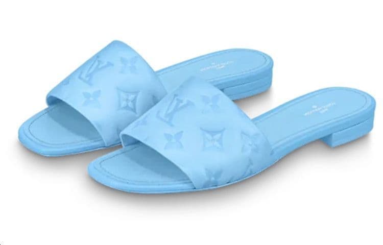 LOUIS VUITTON Revival Slide Slippers Women's Sky Blue 5