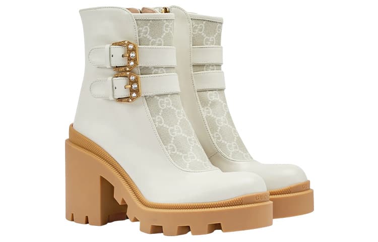 GUCCI GG Canvas Ankle Boots Women's 3