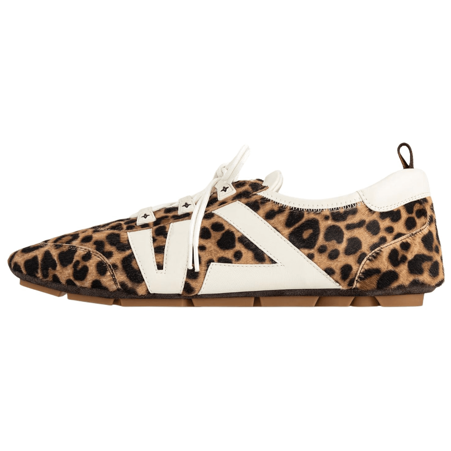 LOUIS VUITTON Sneakerina Calfskin Suede Leopard Print Round Toe Lace-Up Ballet Style Trainer Thin Sole Low-Top Casual Lifestyle Shoes Women's Brown
