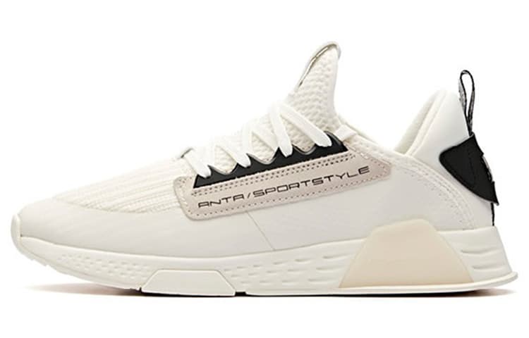 Anta Life Collection Cushioning Anti-Slip Wear-Resistant Breathability Low-Top Casual Shoes Men's Ivory White/Black 2