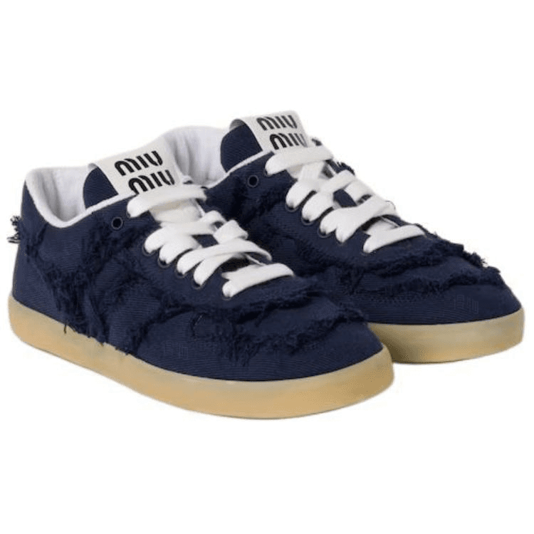 MIU MIU Round Toe Lace-Up Low-Top Sneakers Women's Blue 5