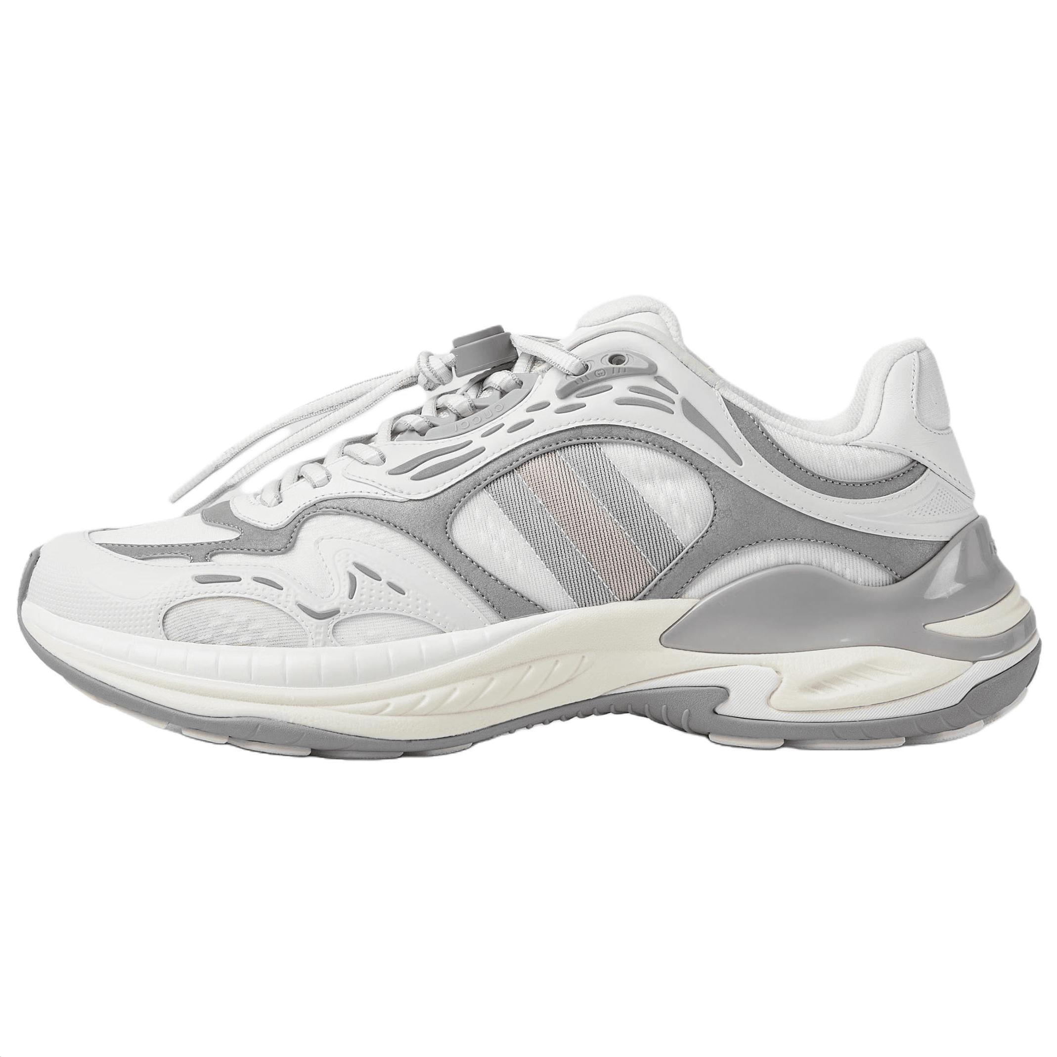 GUCCI Leather Round Toe Drawstring Low-Top Casual Lifestyle Shoes Men's Gray 2