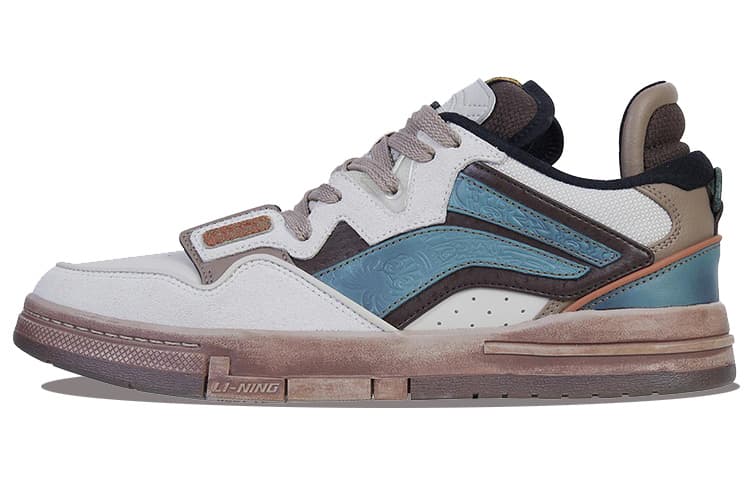 LiNing Wave Pro Bronze Anti-Slip And Wear-Resistant Lightweight Low-Top Skateboard Shoes Men's Blue Umber 2