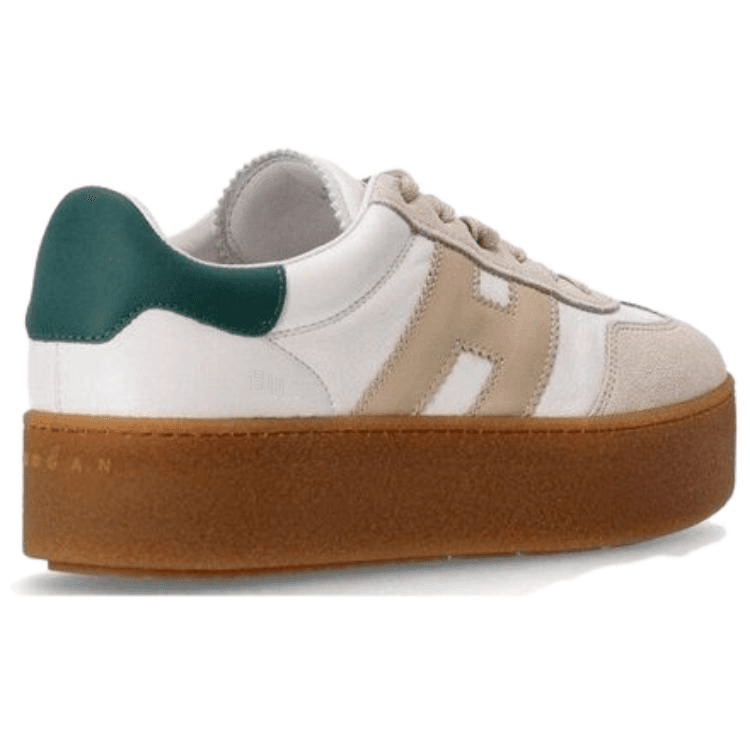 HOGAN H681 Women's Beige Leather Round-Toe Lace-Up Low-Top Sneakers 5