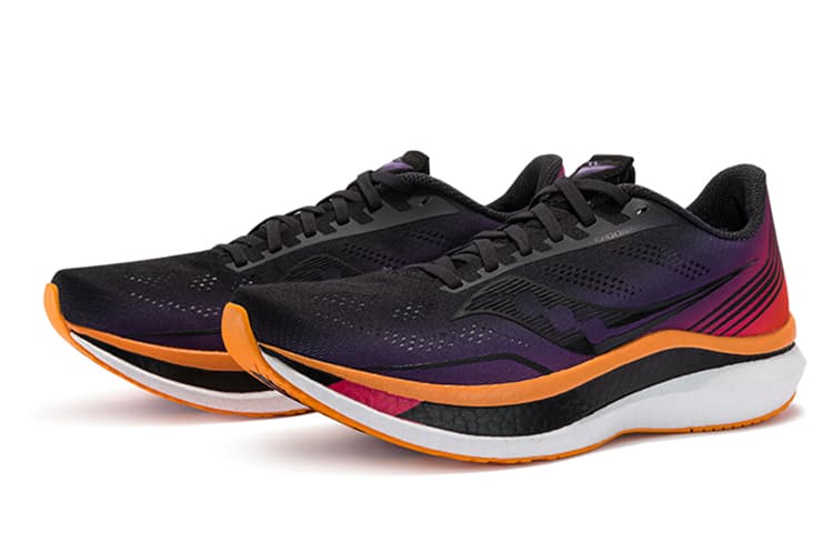 Saucony Cushioning Anti-Slip Wear-Resistant Breathability Low-Top Carbon Plate Running Shoes Men's Black Yellow Red 6