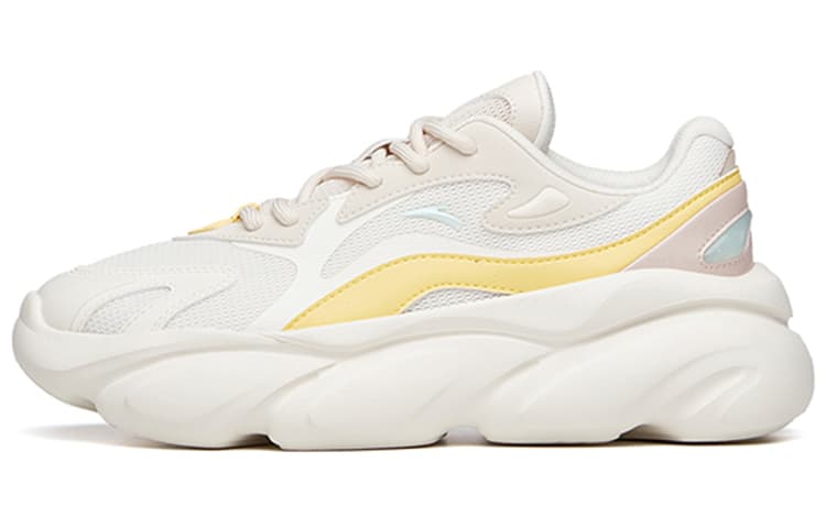 ANTA Life Collection Chunky Sneakers Women's Low-Top White Yellow 2