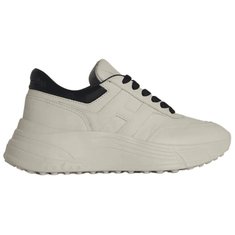 HOGAN H669 Calfskin Leather Round-Toe Lace-Up Low-Top Casual Shoes Women's White 3