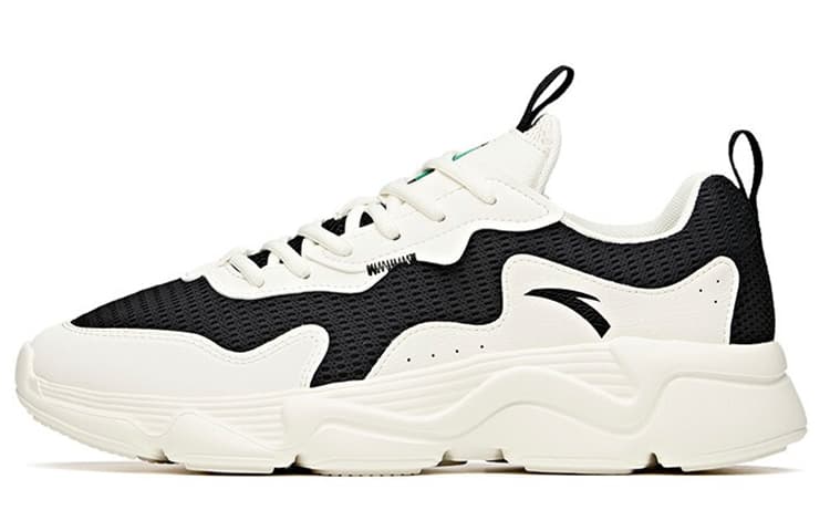 Anta Lifestyle Series Mesh Cushion Slip-Resistant Wear-Resistant Breathable Low-Top Casual Shoes Men's Black White