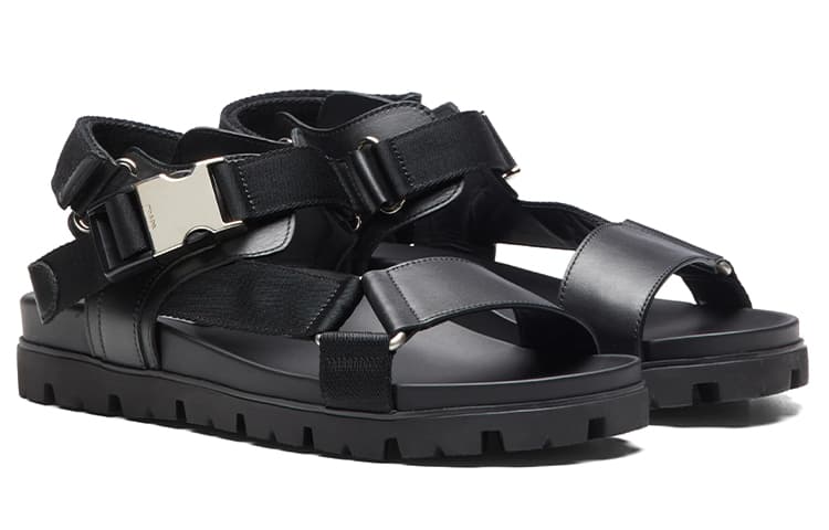 PRADA Crisscross Straps Buckle-Fastening Sandal Black 3