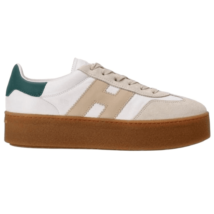 HOGAN H681 Women's Beige Leather Round-Toe Lace-Up Low-Top Sneakers 3