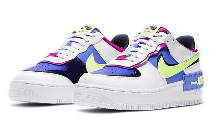 Nike Air Force 1 Low Shadow White Sapphire Barely Volt Women's 6