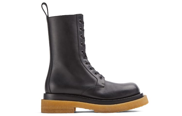 Bottega Veneta Military Calf Lace Up Boot Black 4
