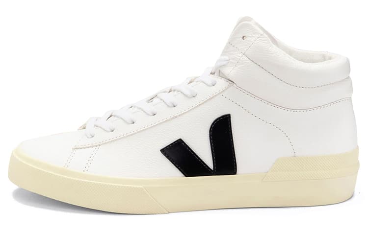 VEJA Leather Logo Print High-Top Mid-Top Fashion Plimsolls Unisex White 2