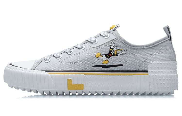 DISHINI LiNing Breathable Slip-Resistant Cushioning Low-Top Skateboard Shoes Unisex Gray White 2