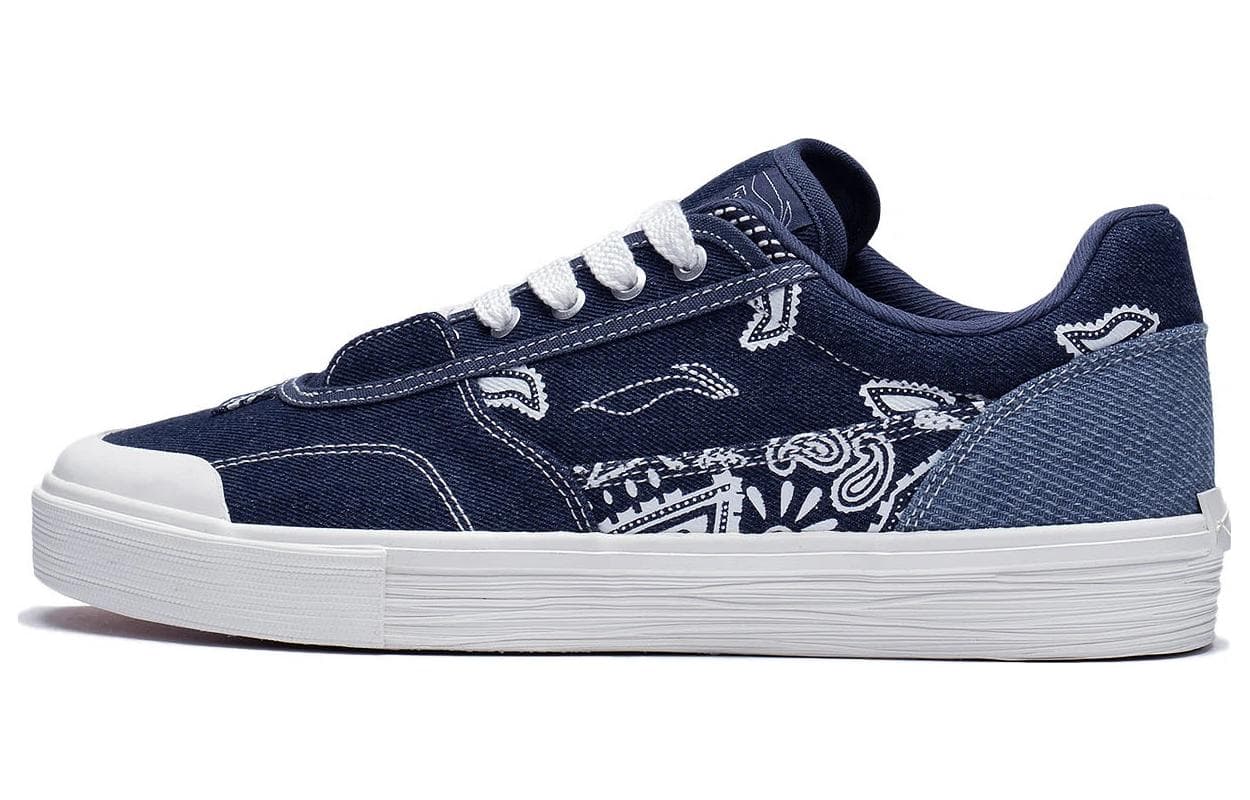 LINING 50/50 Skateboard Shoes Men Low-Top Blue White 2