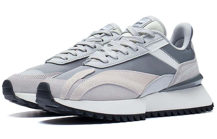 LINING Casual Shoes Women's Low-Top Stone Gray/Microcrystalline Gray/Ecru 5