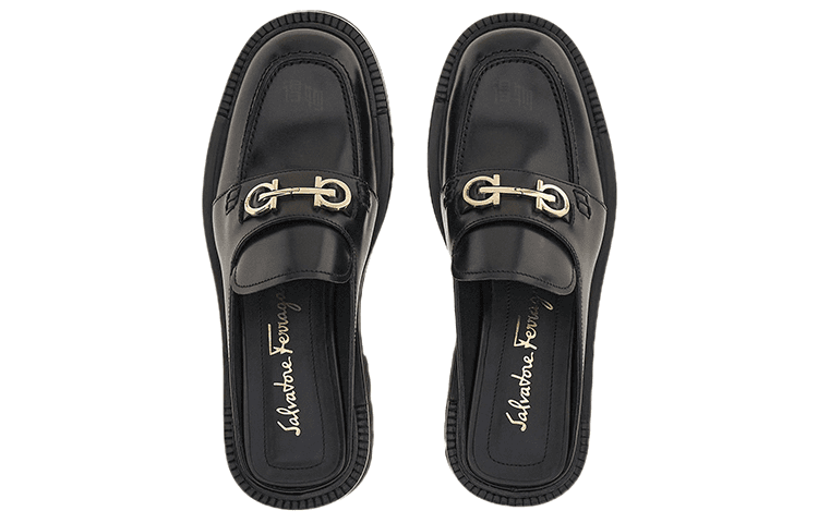 FERRAGAMO Slip-On Casual Rubber Toe Post Sandals Women's Black 6
