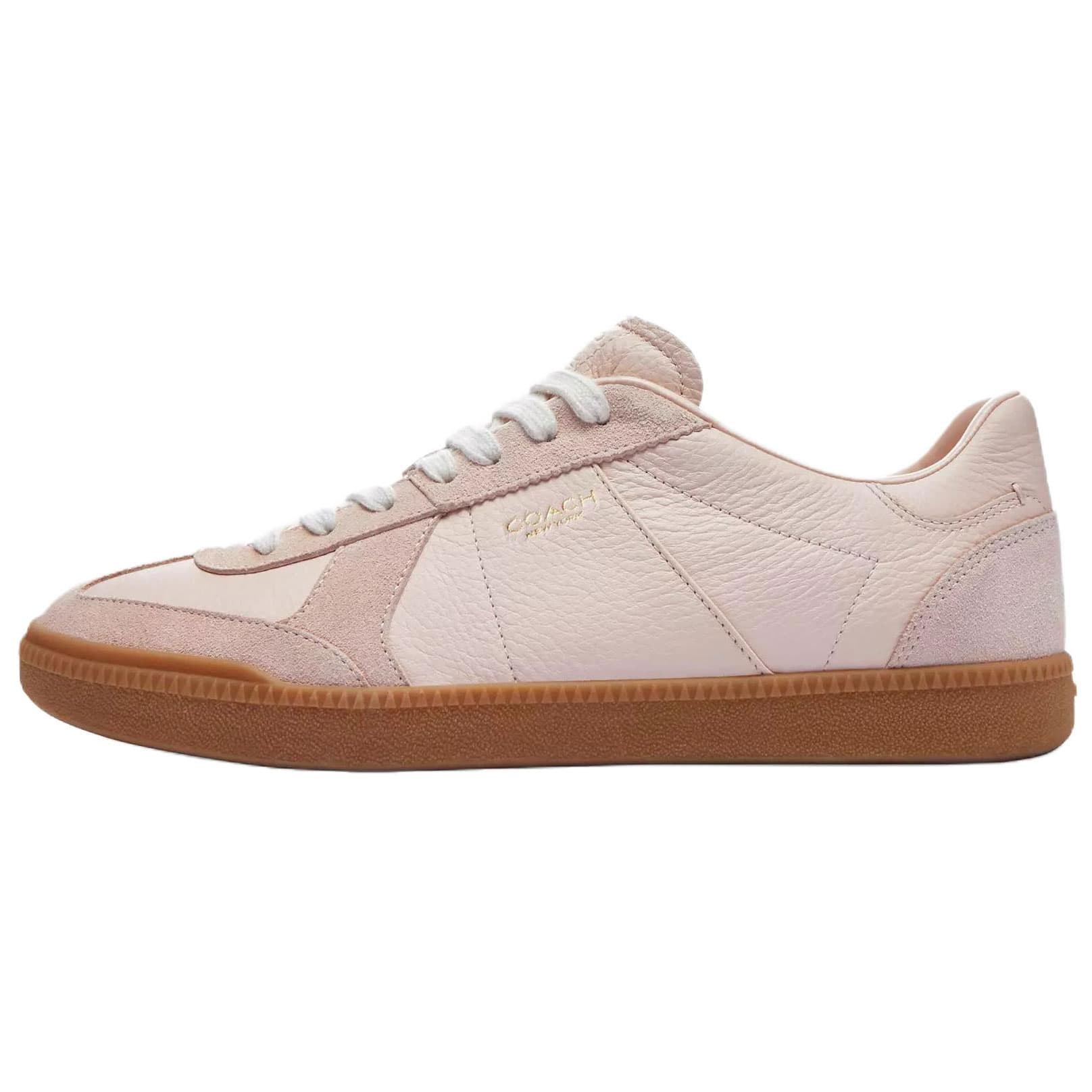 COACH Ellis Leather Suede Round Toe Lace-Up Low-Top Sneakers Women's Pink 2