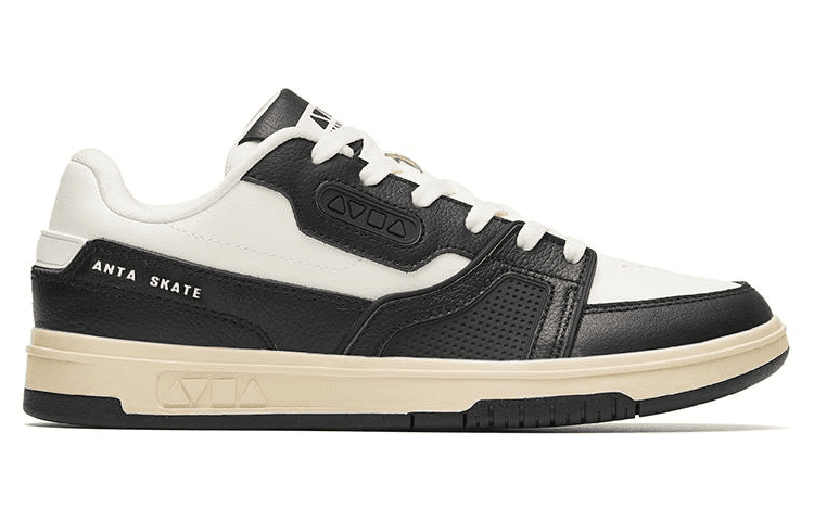 Anta Qiuyou Anti-Slip Wear-Resistant Low-Top Skateboard Shoes Black White 3
