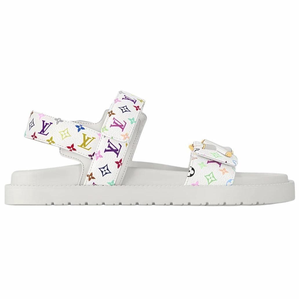 LOUIS VUITTON Lv Sunset Flat Comfort Sandal Takashi Murakami White Women's 4