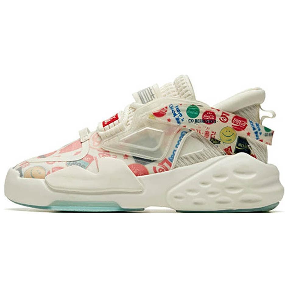 Coca Cola x Anta Bastard Cushioning Anti-Slip And Wear-Resistant Low-Top Chunky Sneakers Women's White Red Blue 2